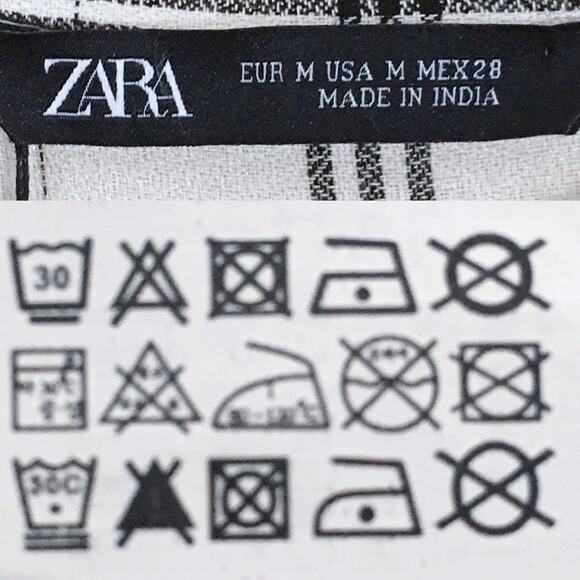 NWT Zara Off White Check Plaid Embroidered Dress Long Sleeve High Neck Pockets M - Picture 12 of 16